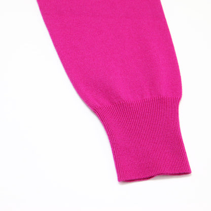 24秋冬 ビジュー ネック ボリュームスリーブ プルオーバー / ニット パフスリーブ 長袖