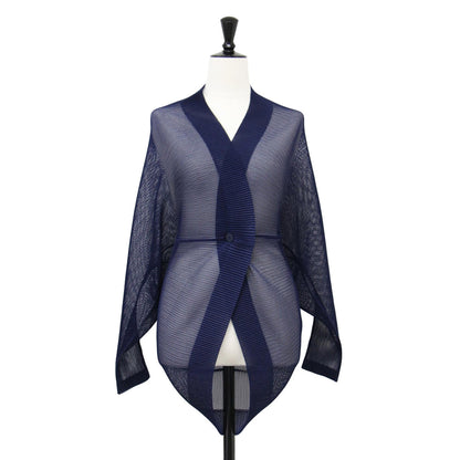 タタミ プリーツ カーディガン / TATAMI 長袖 変型 シアー メッシュ