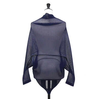 タタミ プリーツ カーディガン / TATAMI 長袖 変型 シアー メッシュ