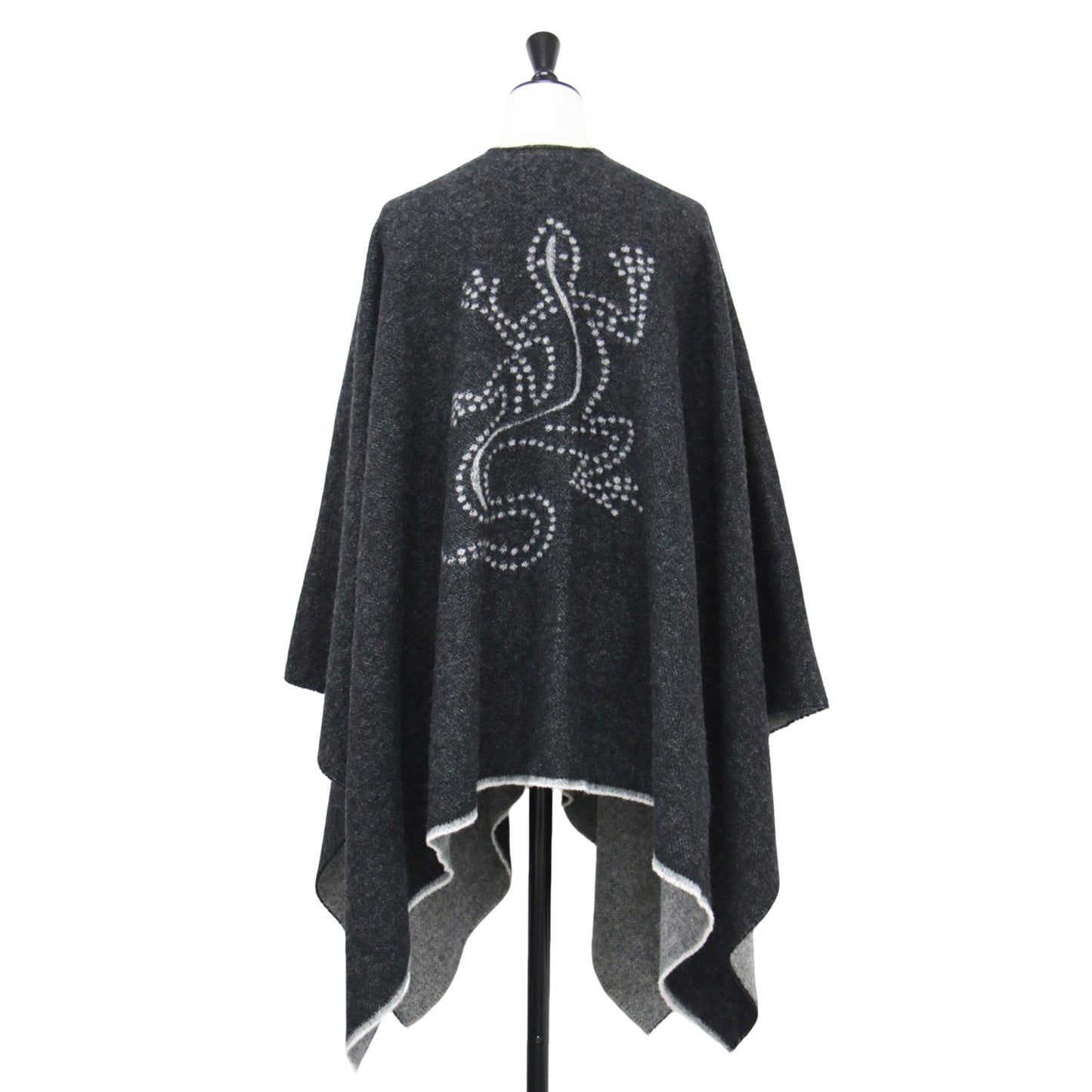 レザール ニット ポンチョ / PONCHO カーディガン イレギュラーヘム ロゴ ウール