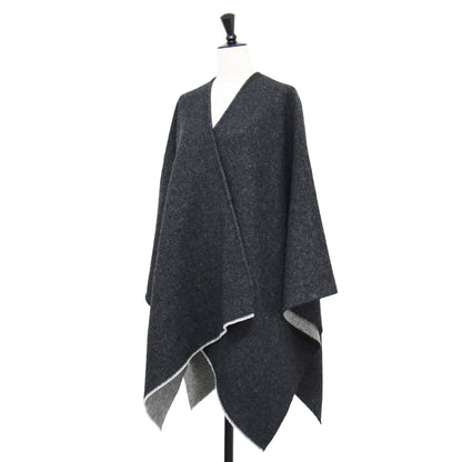 レザール ニット ポンチョ / PONCHO カーディガン イレギュラーヘム ロゴ ウール