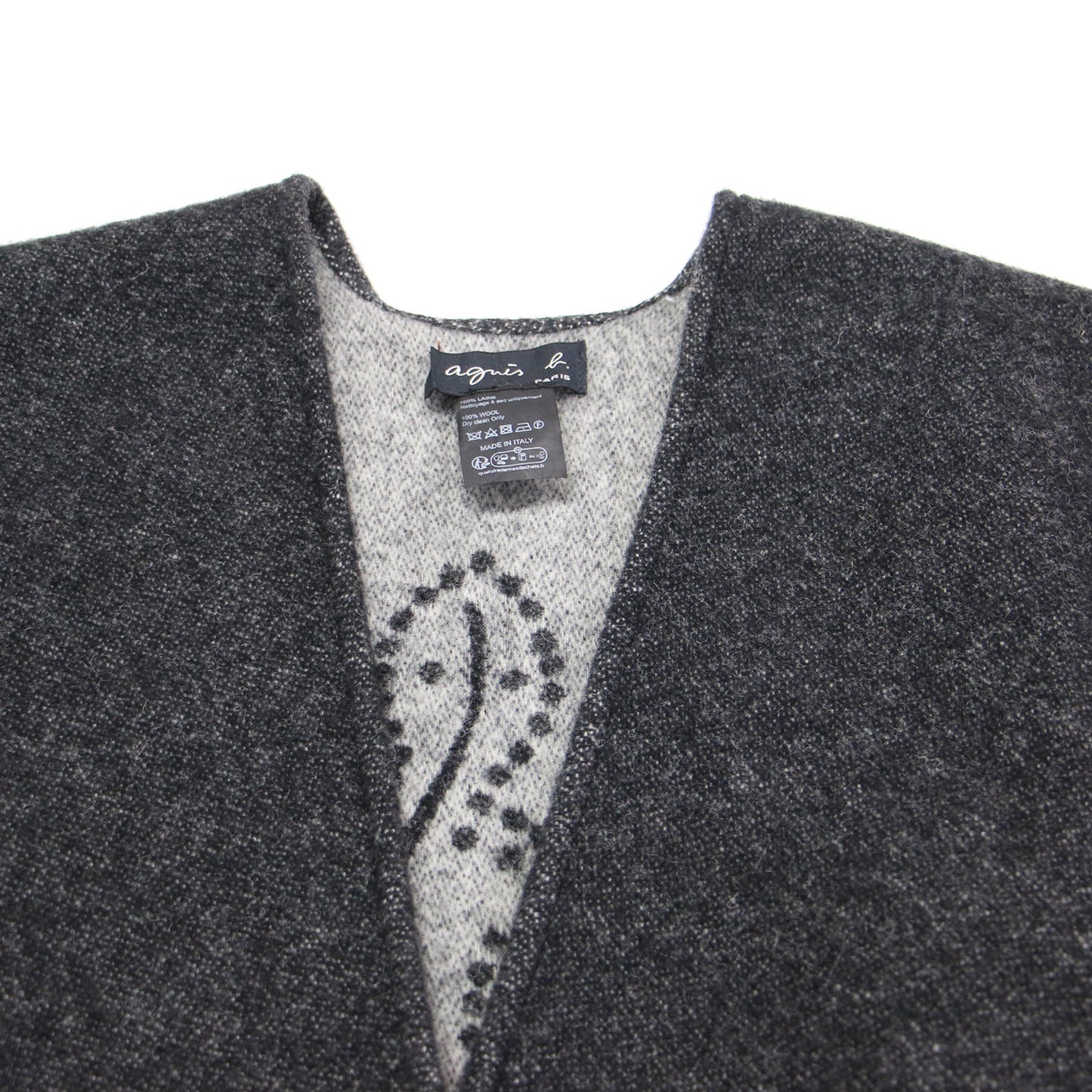 レザール ニット ポンチョ / PONCHO カーディガン イレギュラーヘム ロゴ ウール