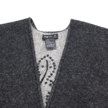 レザール ニット ポンチョ / PONCHO カーディガン イレギュラーヘム ロゴ ウール