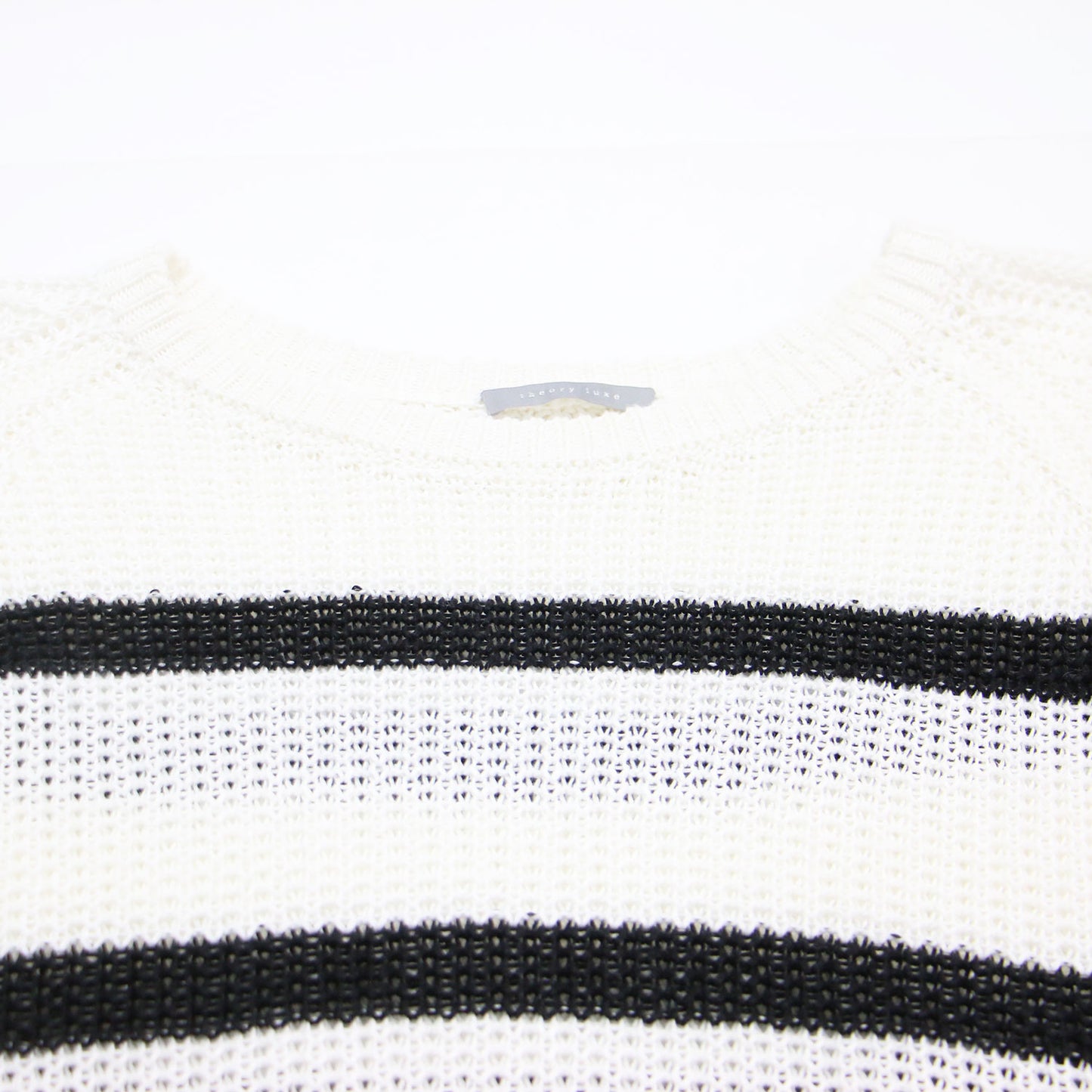 リネンボーダーニット / JOLI.LINEN TAISHA 27500 プルオーバー クルーネック 長袖 ラグラン サイドスリット ローゲージ 透かし編み