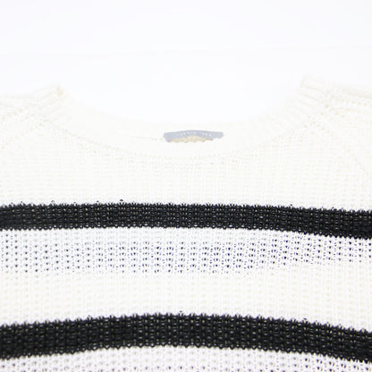 リネンボーダーニット / JOLI.LINEN TAISHA 27500 プルオーバー クルーネック 長袖 ラグラン サイドスリット ローゲージ 透かし編み