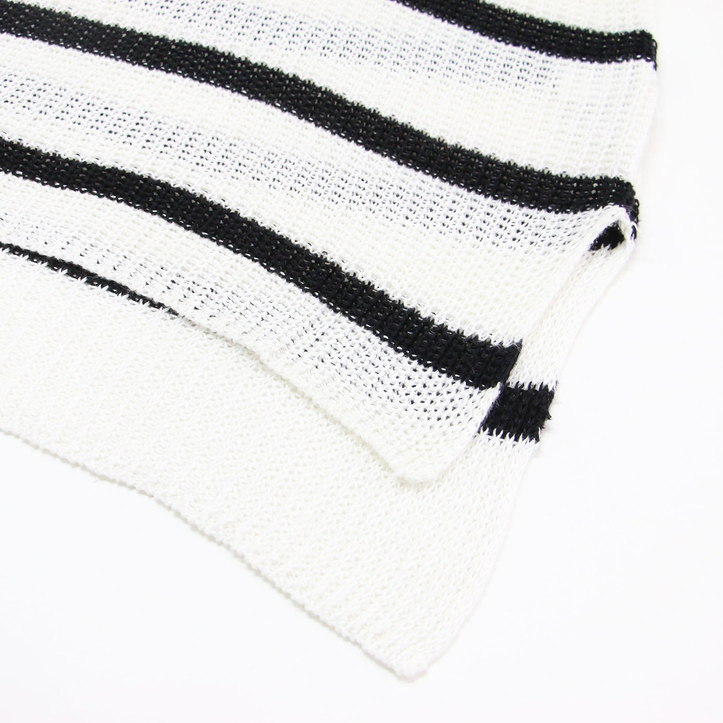 リネンボーダーニット / JOLI.LINEN TAISHA 27500 プルオーバー クルーネック 長袖 ラグラン サイドスリット ローゲージ 透かし編み