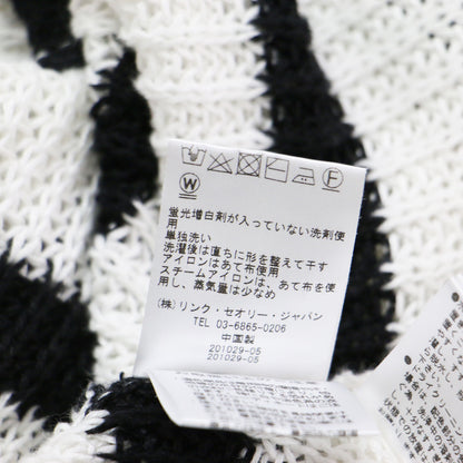 リネンボーダーニット / JOLI.LINEN TAISHA 27500 プルオーバー クルーネック 長袖 ラグラン サイドスリット ローゲージ 透かし編み