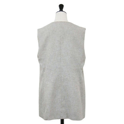 リネンライク ツイード ジレ / ベスト ミドル丈 Vネック