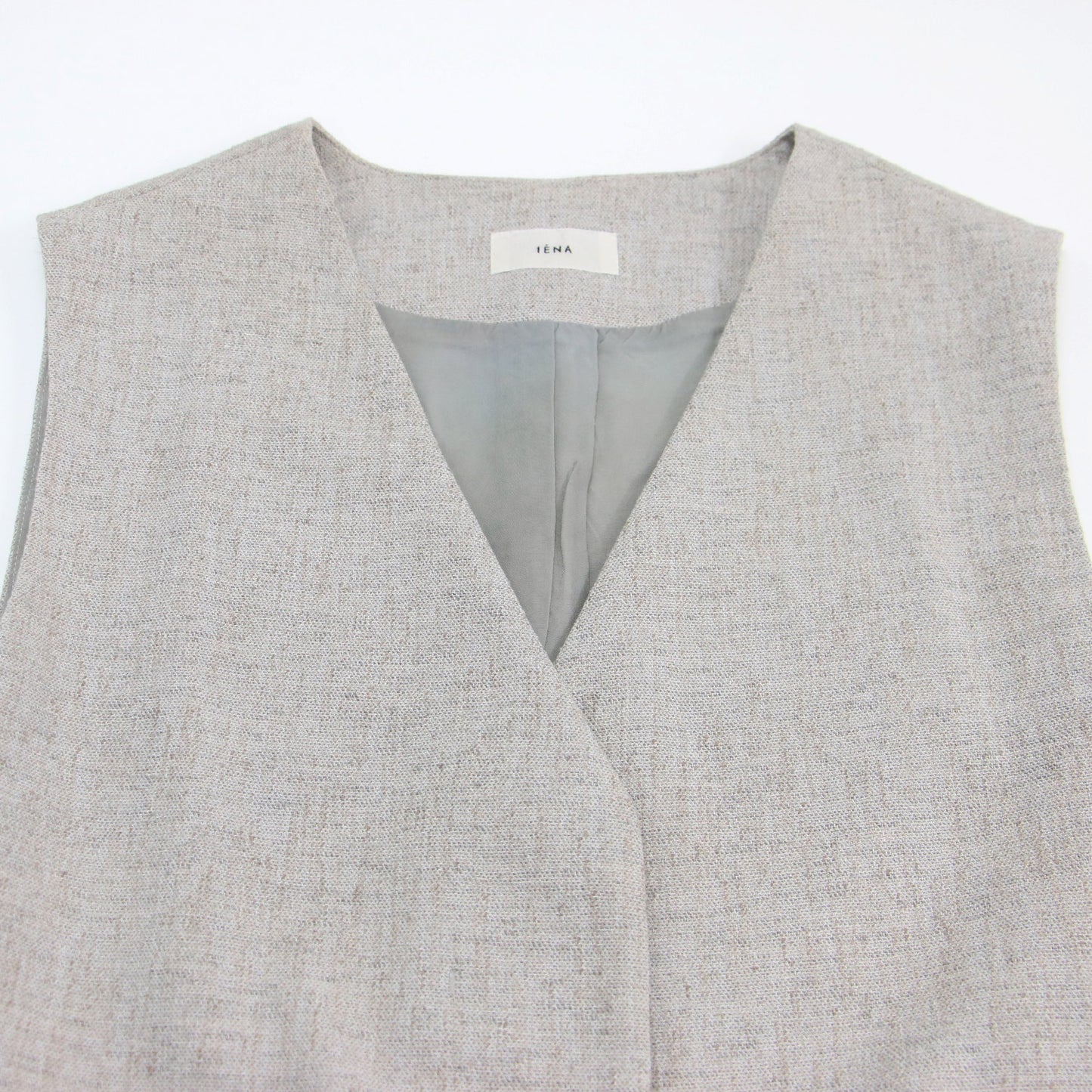 リネンライク ツイード ジレ / ベスト ミドル丈 Vネック