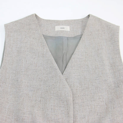 リネンライク ツイード ジレ / ベスト ミドル丈 Vネック