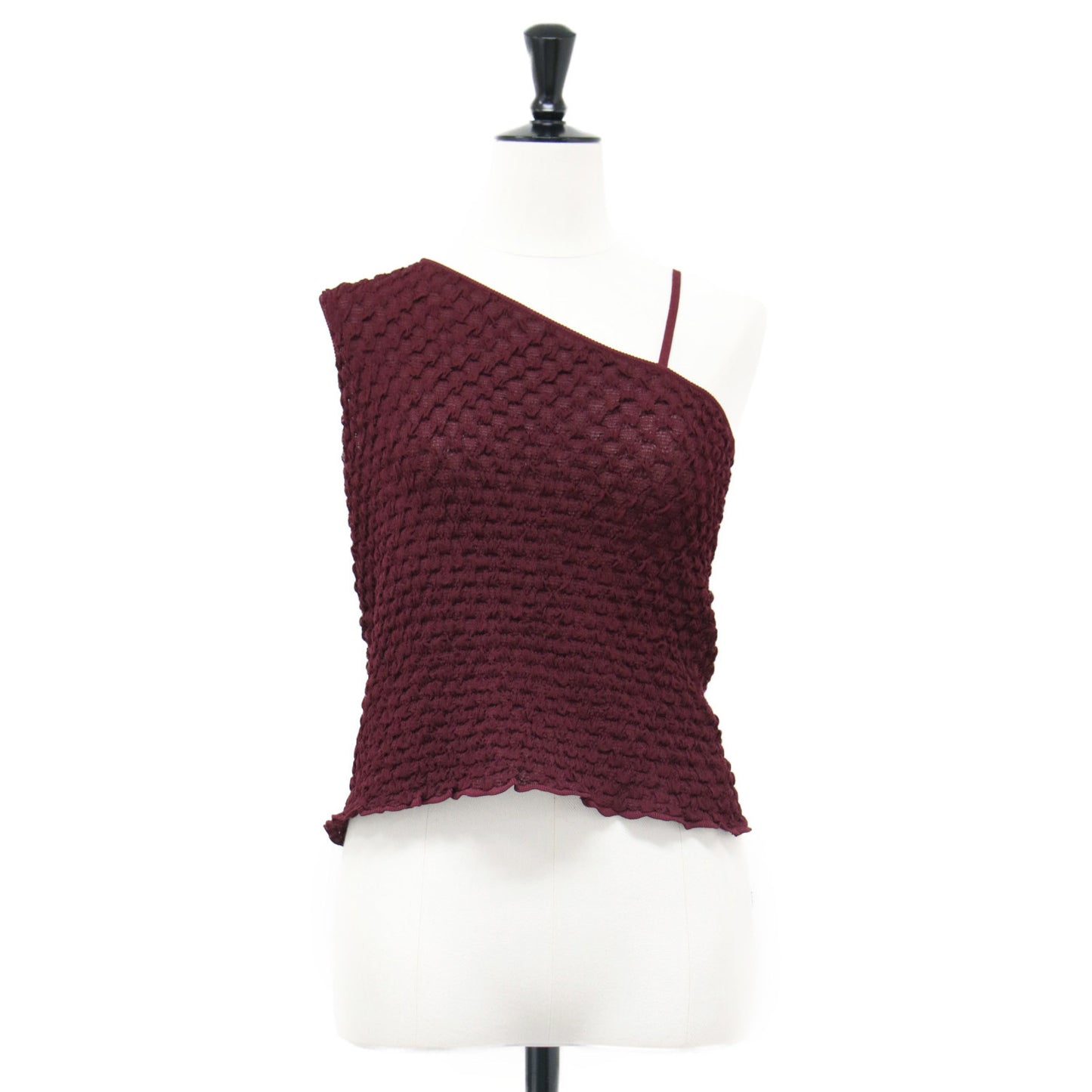 24秋冬 シャーリング ジャカード アシンメトリー タンクトップ / ふくれジャカード ニット