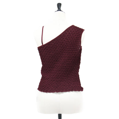 24秋冬 シャーリング ジャカード アシンメトリー タンクトップ / ふくれジャカード ニット