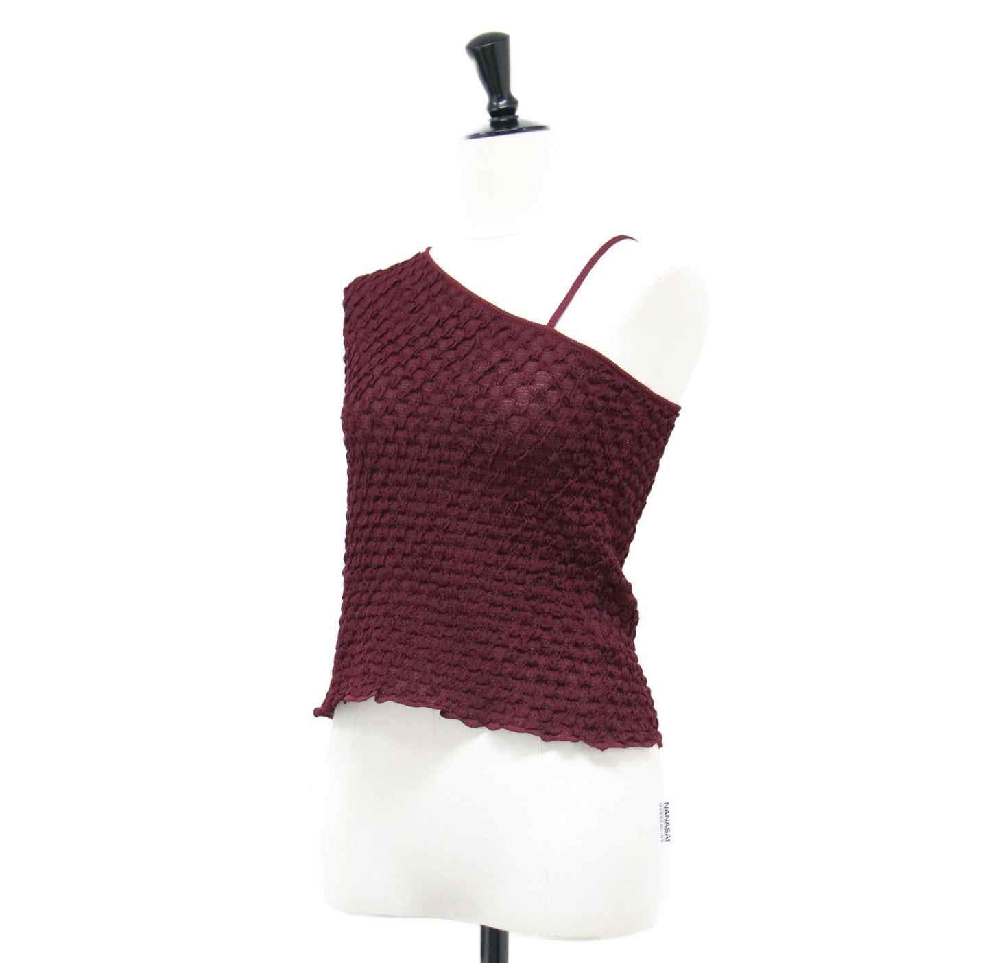 24秋冬 シャーリング ジャカード アシンメトリー タンクトップ / ふくれジャカード ニット