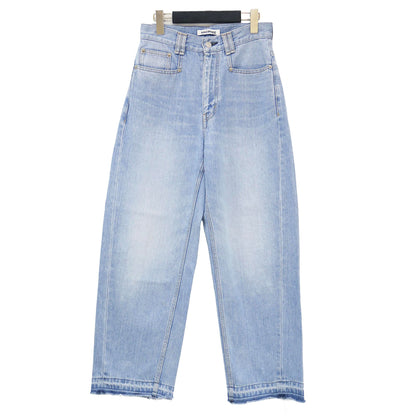 24春夏 コットン デニム テーパード パンツ / ヴィンテージ加工 カットオフ