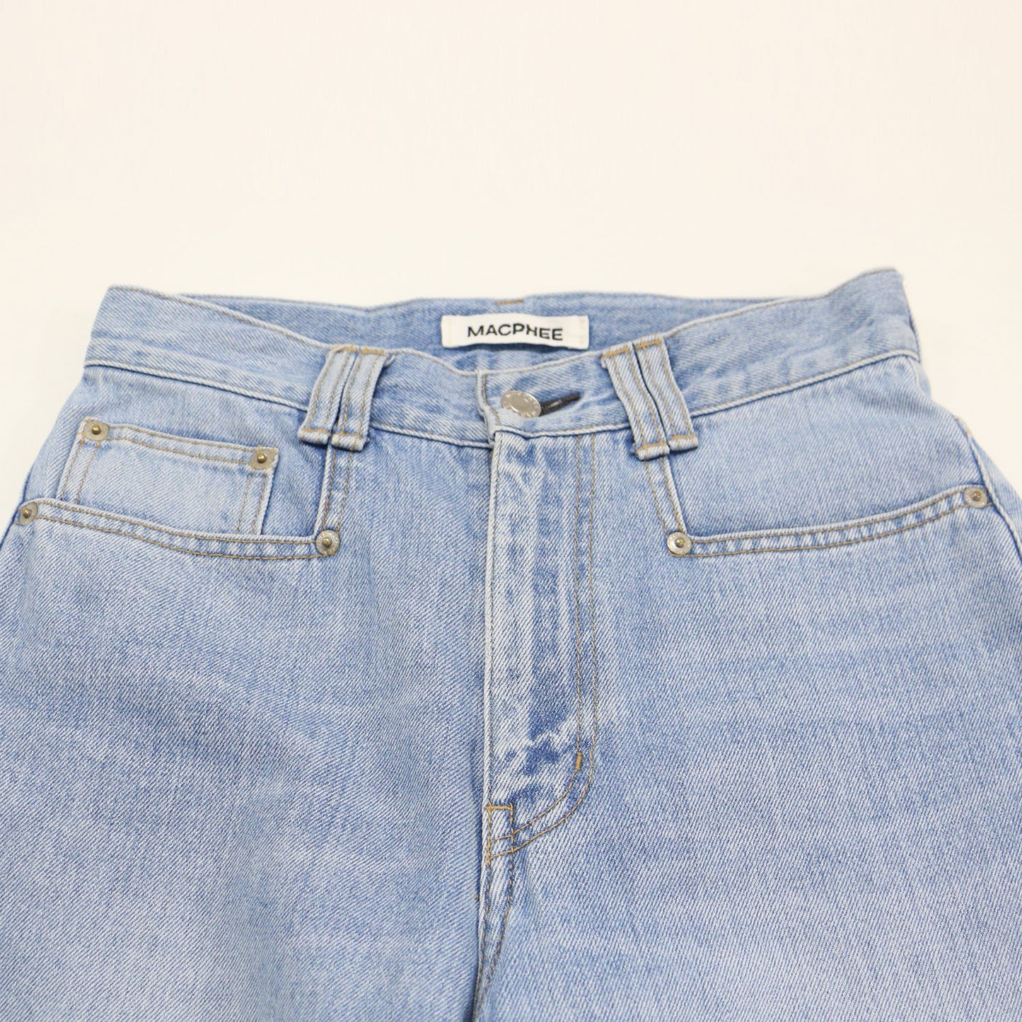 24春夏 コットン デニム テーパード パンツ / ヴィンテージ加工 カットオフ