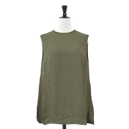 シアー ノースリーブ ブラウス / クルーネック サイドスリット アセテート