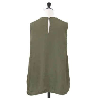 シアー ノースリーブ ブラウス / クルーネック サイドスリット アセテート