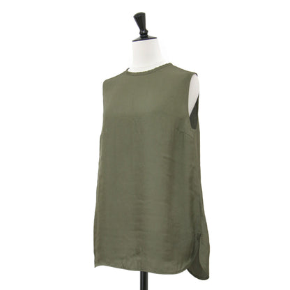 シアー ノースリーブ ブラウス / クルーネック サイドスリット アセテート