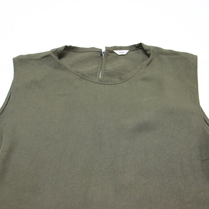 シアー ノースリーブ ブラウス / クルーネック サイドスリット アセテート