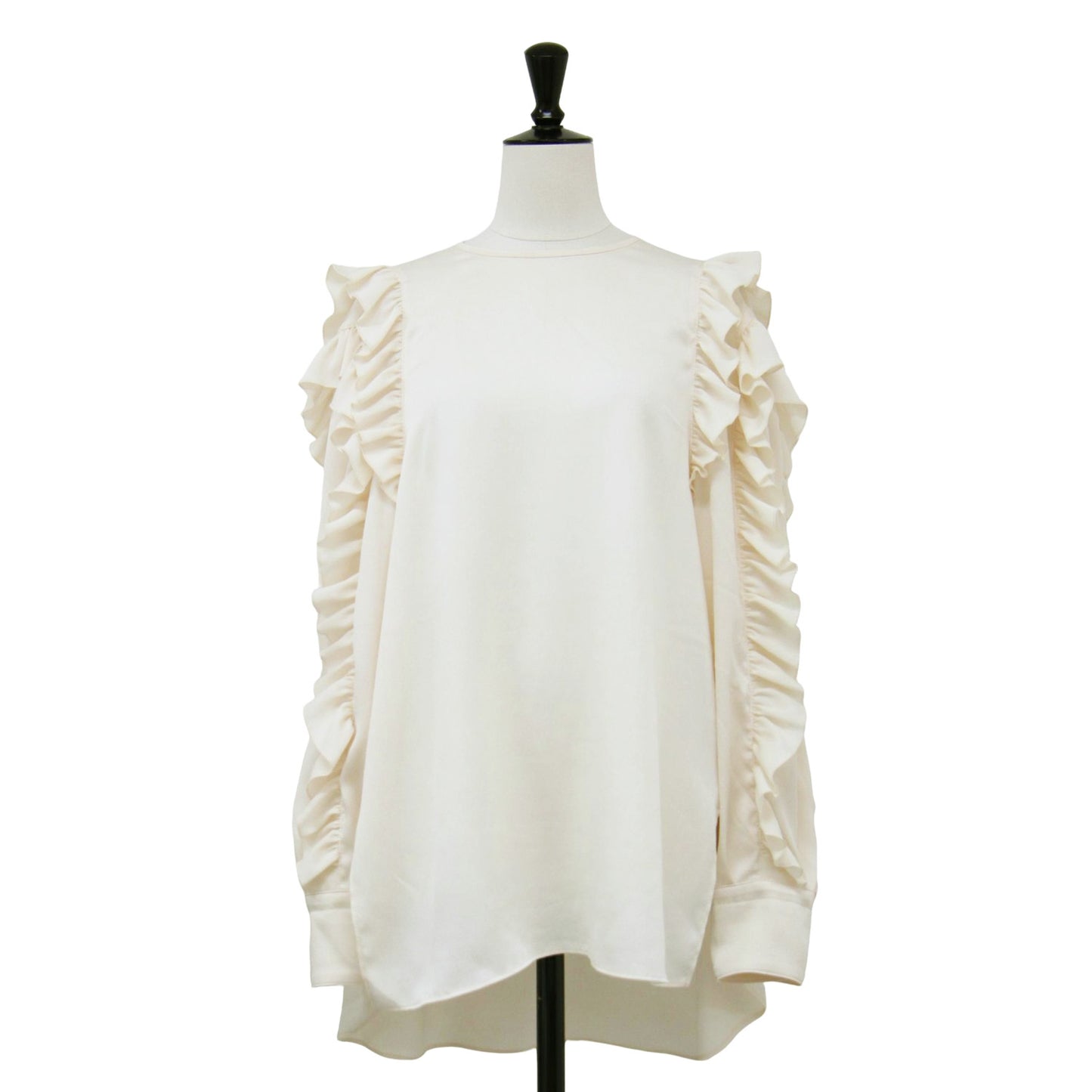 ラッフルスリーブ ブラウス / RUFFLE SLEEVE BLOUSE プルオーバー クルーネック 長袖 フリル