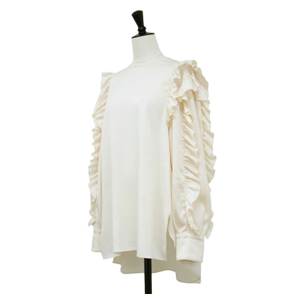 ラッフルスリーブ ブラウス / RUFFLE SLEEVE BLOUSE プルオーバー クルーネック 長袖 フリル