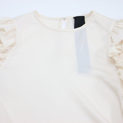 ラッフルスリーブ ブラウス / RUFFLE SLEEVE BLOUSE プルオーバー クルーネック 長袖 フリル