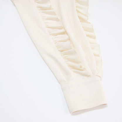 ラッフルスリーブ ブラウス / RUFFLE SLEEVE BLOUSE プルオーバー クルーネック 長袖 フリル