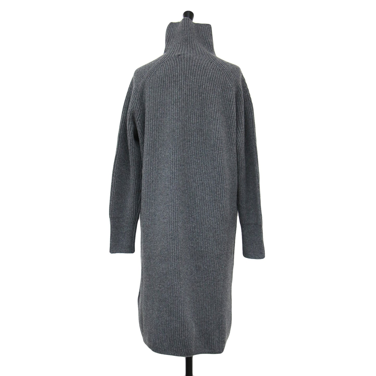 24秋冬 ハイネック ニット ドレス / EBRIDI ワンピース ミディ丈 長袖 リブ ウール カシミヤ