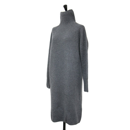 24秋冬 ハイネック ニット ドレス / EBRIDI ワンピース ミディ丈 長袖 リブ ウール カシミヤ