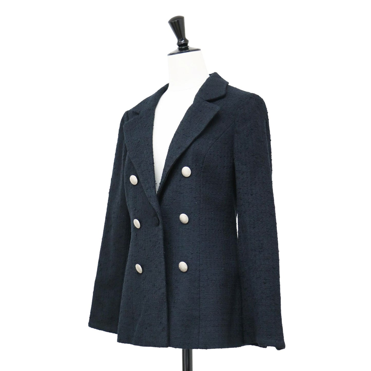 24春夏 コットン サマー ツイ―ド テーラード ジャケット / ミドル丈 シングルブレスト