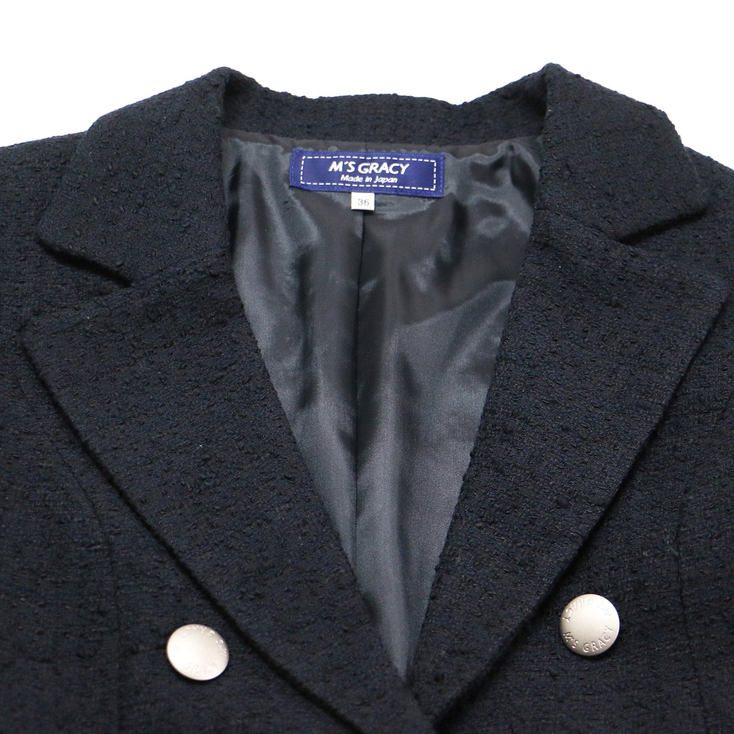 24春夏 コットン サマー ツイ―ド テーラード ジャケット / ミドル丈 シングルブレスト