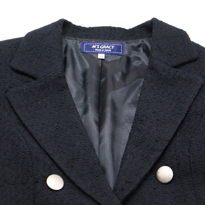 24春夏 コットン サマー ツイ―ド テーラード ジャケット / ミドル丈 シングルブレスト