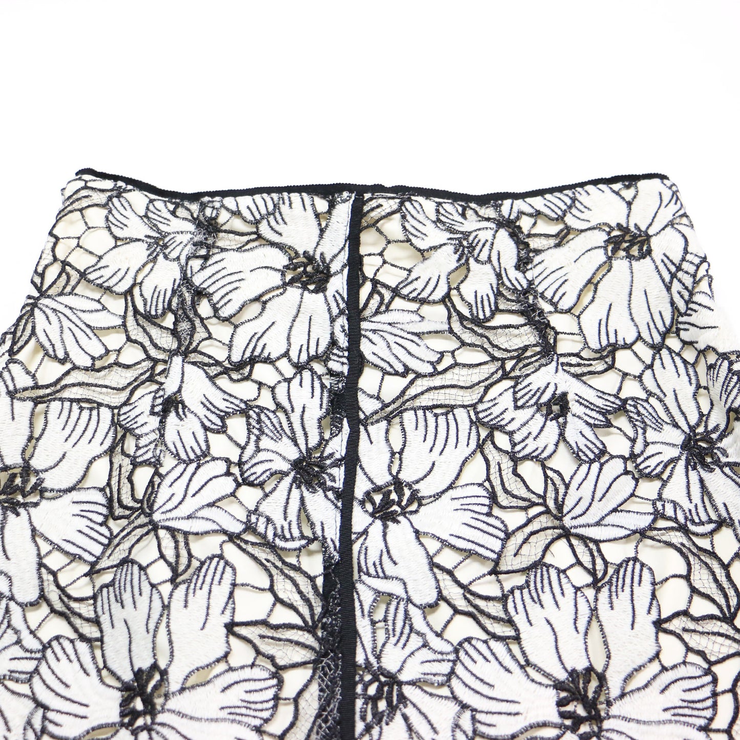 フラワー ラメ タイト スカート / ロング丈 エンブロイダリー レース スリット