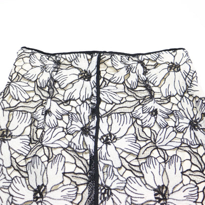 フラワー ラメ タイト スカート / ロング丈 エンブロイダリー レース スリット