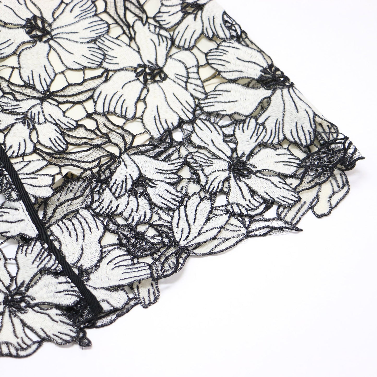 フラワー ラメ タイト スカート / ロング丈 エンブロイダリー レース スリット