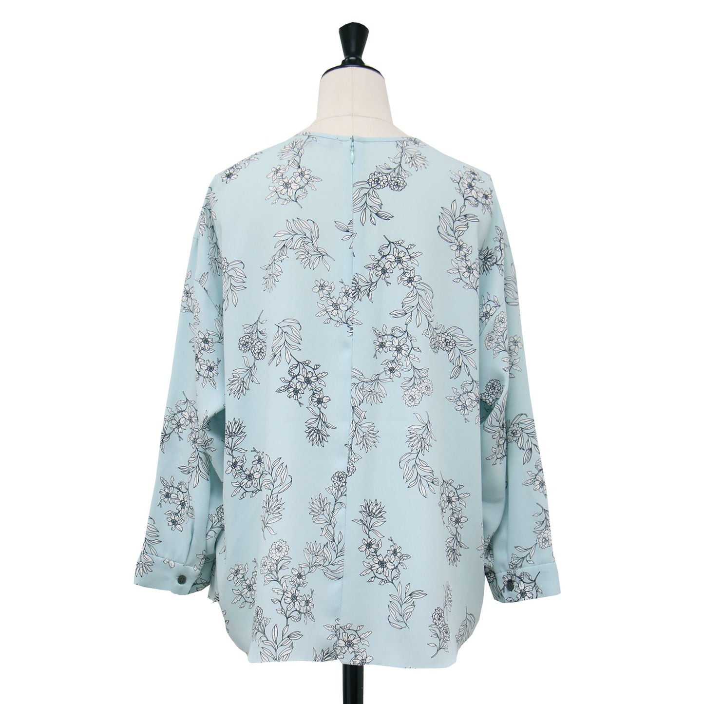 ボタニカル プリント ブラウス / 七分袖 花柄 フラワー 梨地生地 タック シャーリング ウォッシャブル