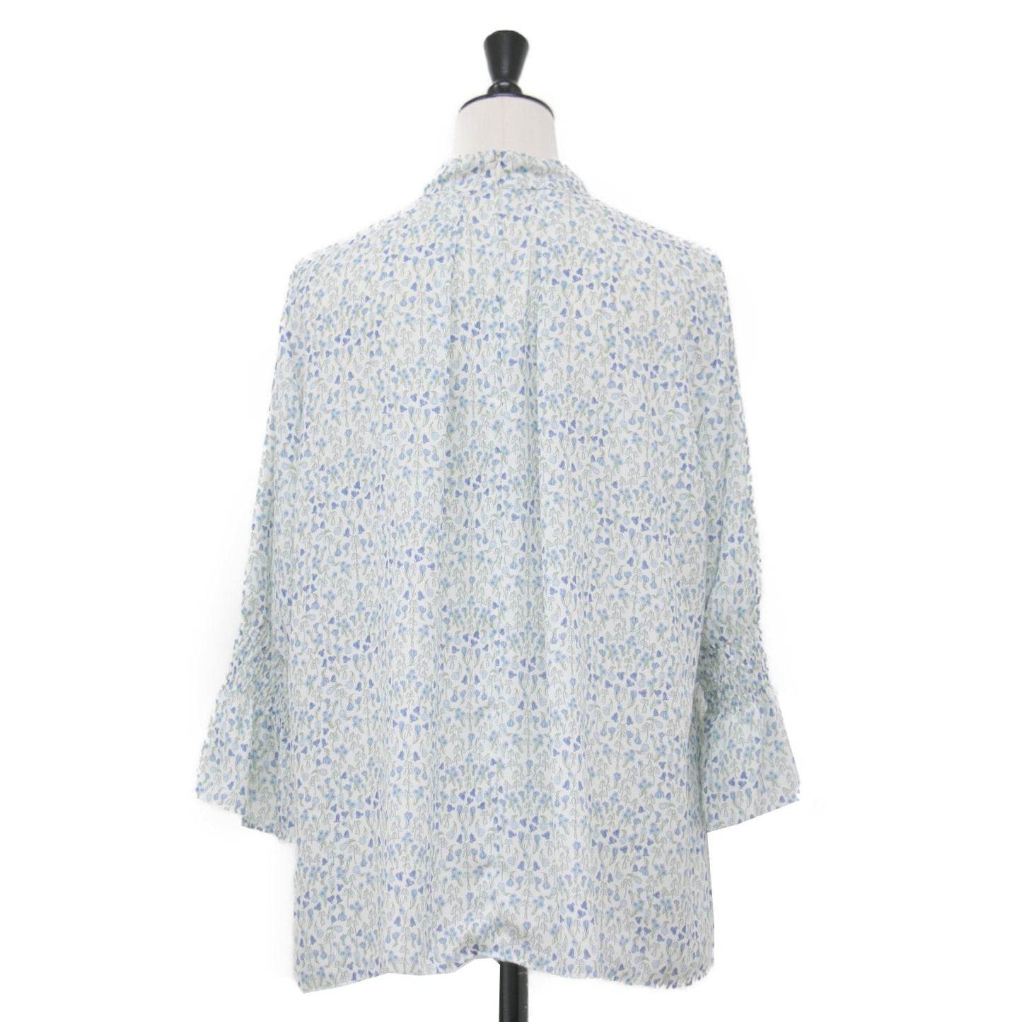 スノーブルーガーデン シャーリング ブラウス / Snowblue Garden 七分袖 スタンドネック 小花柄 フラワー ギャザー