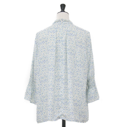 スノーブルーガーデン シャーリング ブラウス / Snowblue Garden 七分袖 スタンドネック 小花柄 フラワー ギャザー