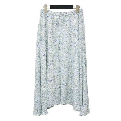 スノーブルーガーデン柄 タック ギャザー スカート / Snowblue Garden ミディ丈 フラワープリント フレア