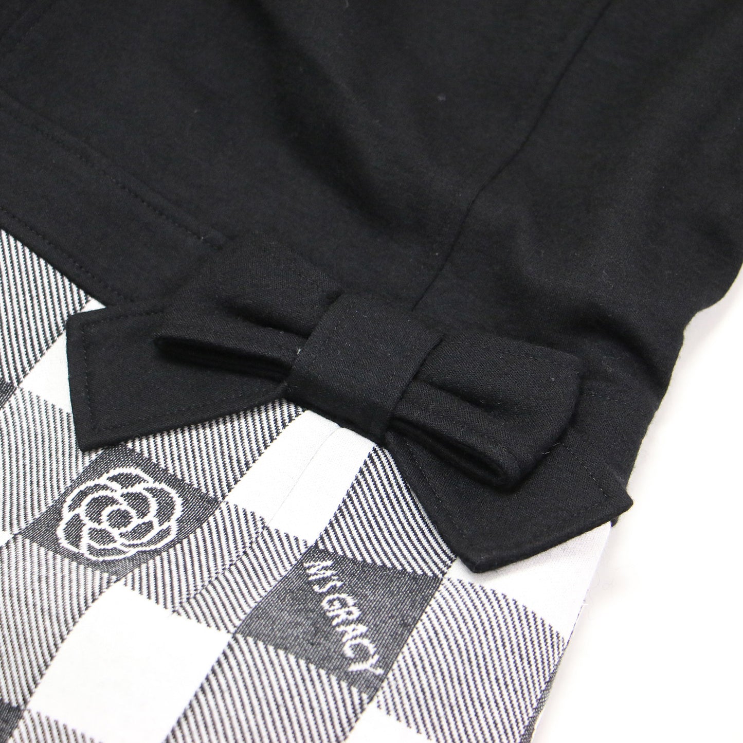 タイトシルエット コンビワンピース / ドレス 長袖 ミディ丈 ハイネック カメリア ブロックチェック