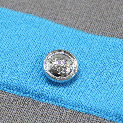 24春夏 I wonder if... バイカラー ライン ワンピース / ミディ丈 半袖 ニット Vネック Aライン