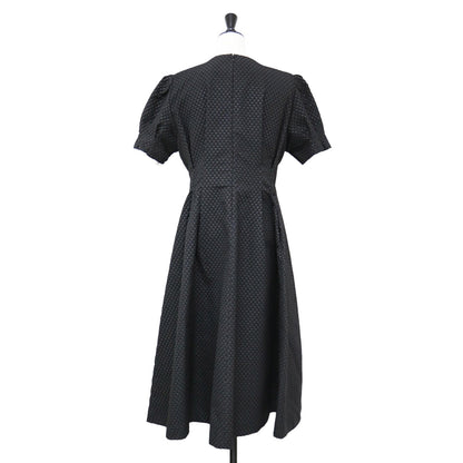 25春夏 ラメ ジャガード ワンピース / 半袖 パフスリーブ ギャザー フレア