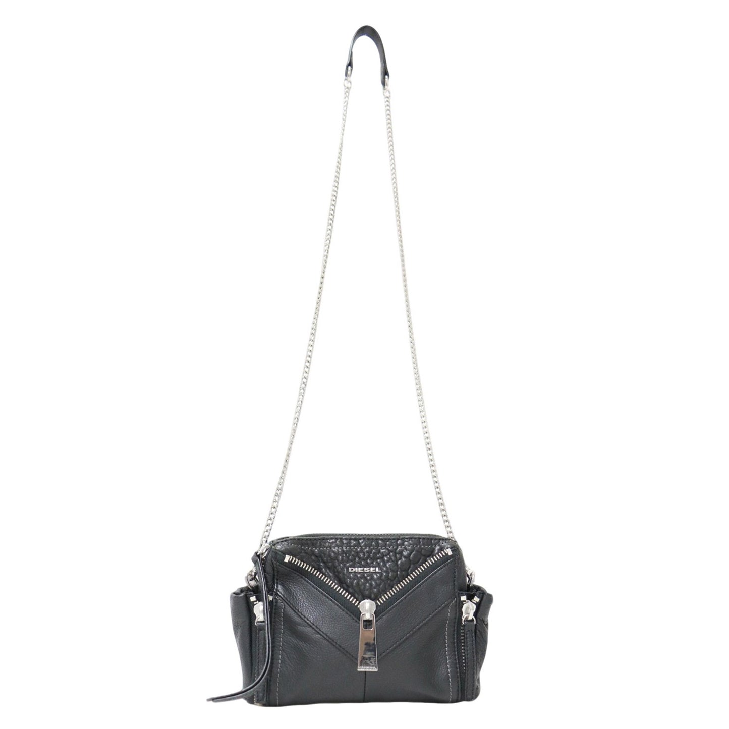 レザー チェーン ショルダーバッグ / LE-BHONNY ジップデザイン ロゴ クロスボディ