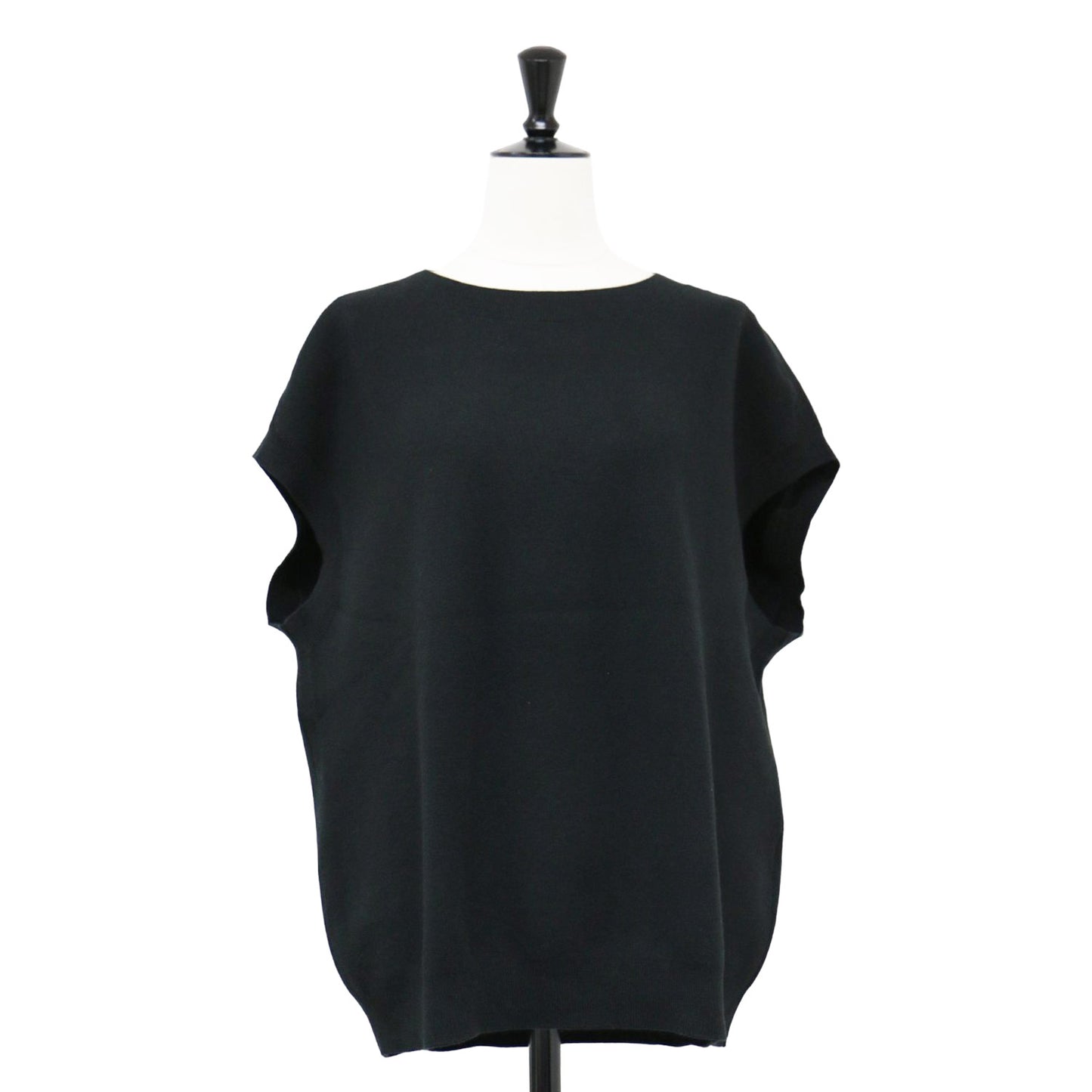 コットン カシミヤ クルーネック ニット ベスト / ノースリーブ ハイゲージ