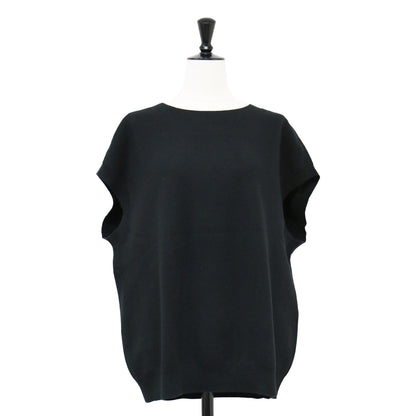 コットン カシミヤ クルーネック ニット ベスト / ノースリーブ ハイゲージ