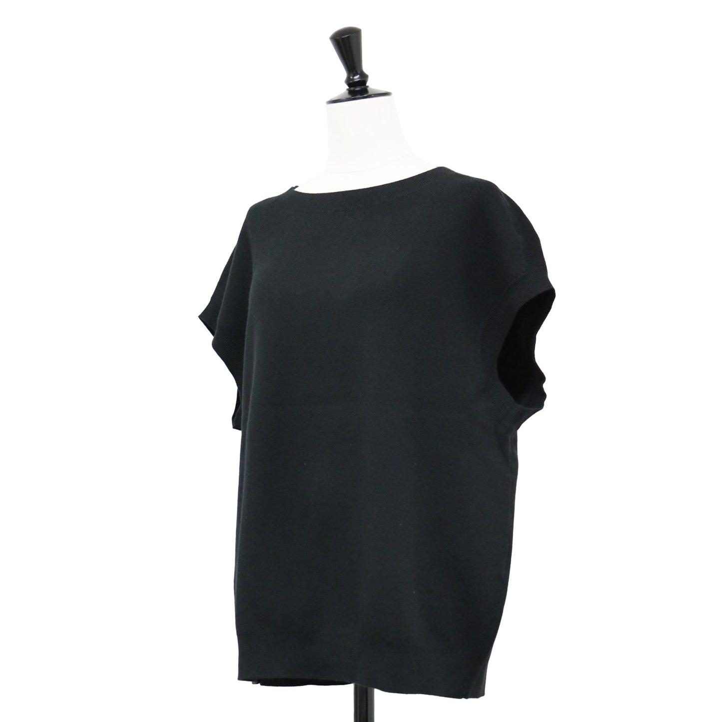 コットン カシミヤ クルーネック ニット ベスト / ノースリーブ ハイゲージ