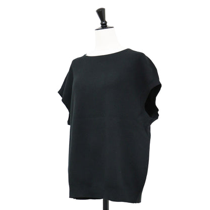 コットン カシミヤ クルーネック ニット ベスト / ノースリーブ ハイゲージ