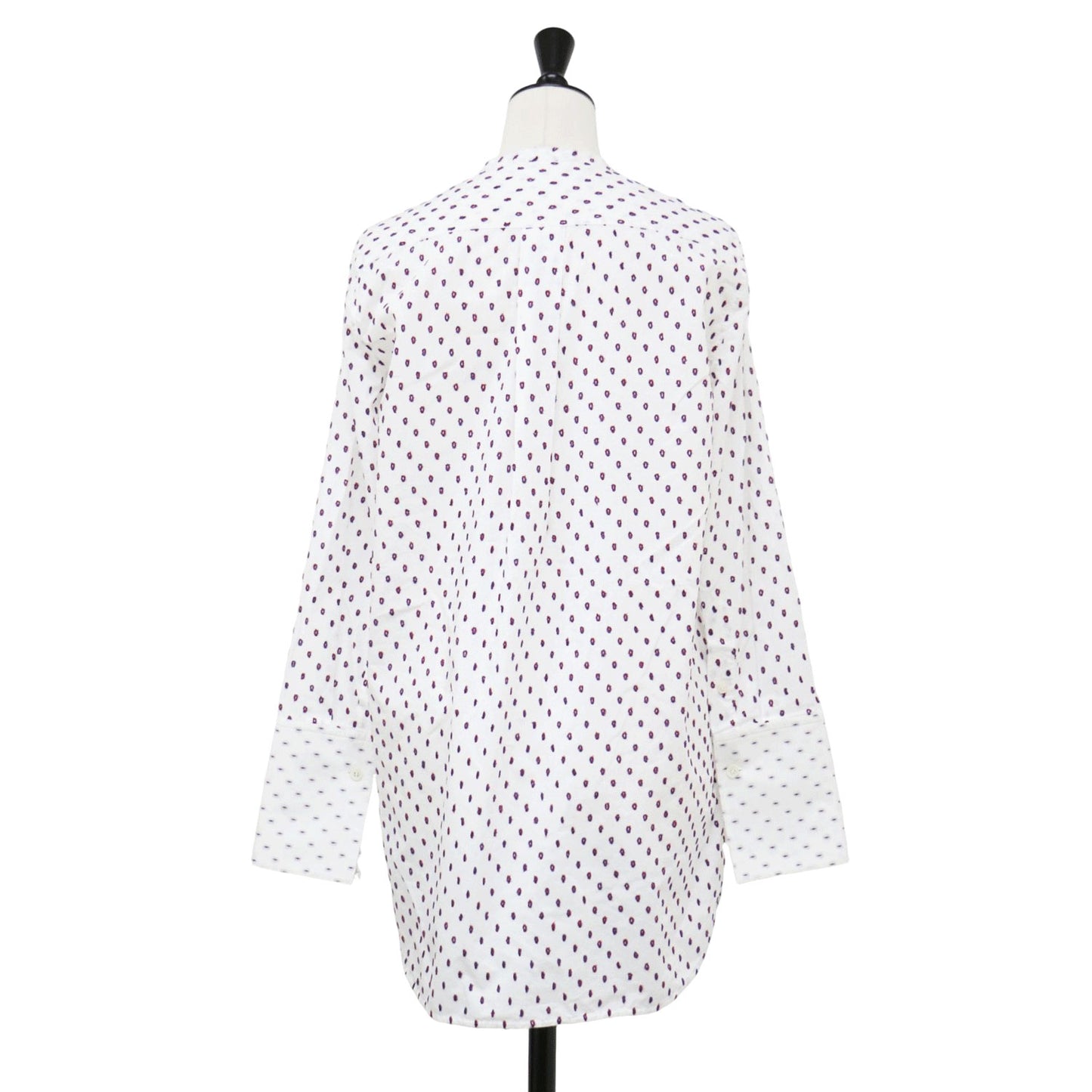 カットジャガード タキシード シャツ / ブラウス 長袖 ノーカラー ドット コットン フィービー期