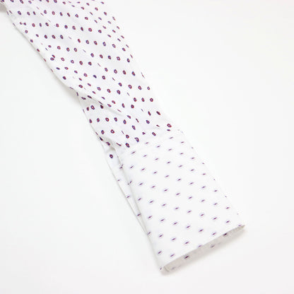 カットジャガード タキシード シャツ / ブラウス 長袖 ノーカラー ドット コットン フィービー期