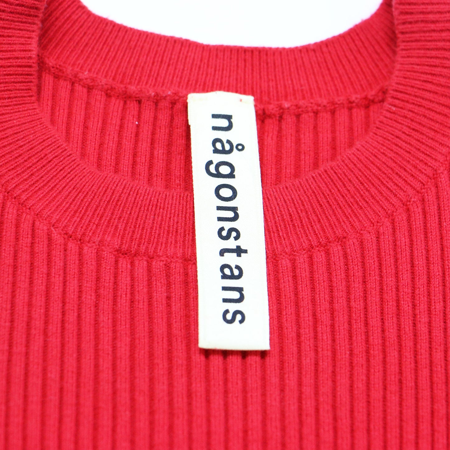 コットン カシミヤ ニット ワンピース / ロング クルーネック 長袖 Iライン リブ